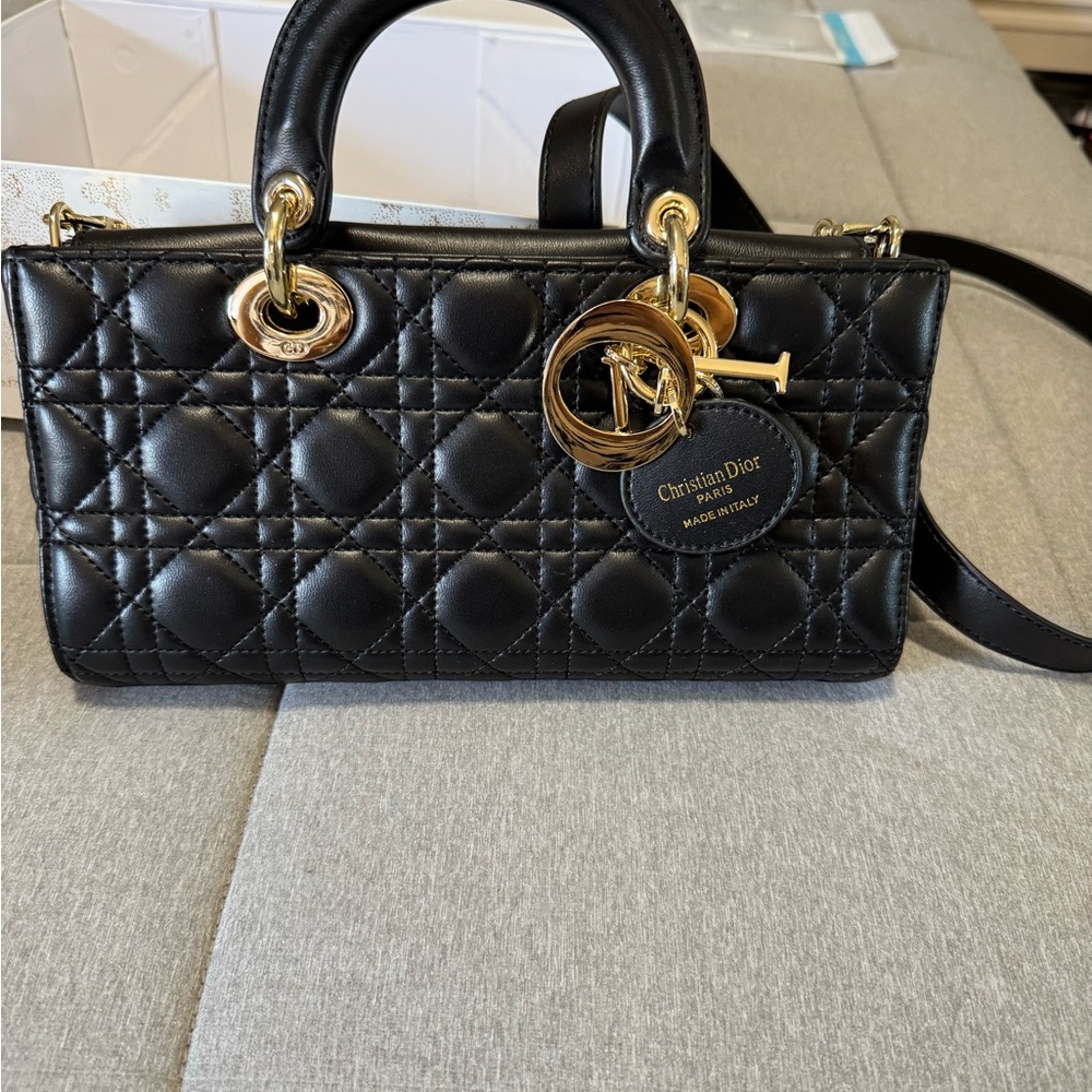 Dior Black and Gold Quilted Shoulder COPY BAG